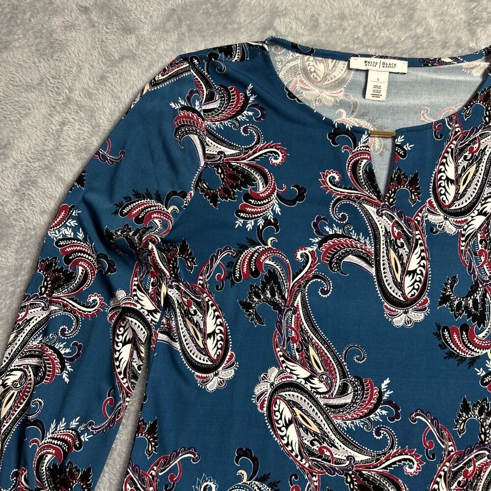 White House Black Market Paisley Womens Shirt Top Boho Hippie Gypsy Y2K Long S - Picture 2 of 13